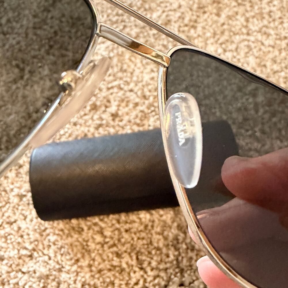 Prada Mens Sunglasses SPR59W GAQ-731 60-18-145 Black Silver Frame Grey Lens - Picture 4 of 11